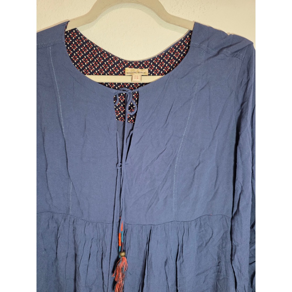 Holding Horses Blue Tie Dye Tassel Dress Women's Size 6 Boho Peasant‎ - Picture 3 of 6